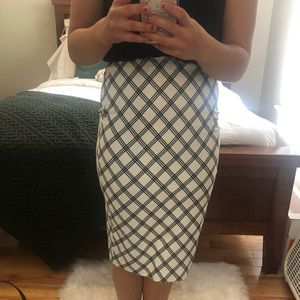 Express Plaid Black And White Pencil Skirt